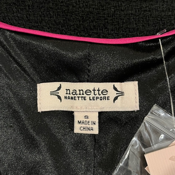 Nanette Lepore black sequin blazer / jacket, pearl buttons. Holiday outfit S NWT - Picture 6 of 15